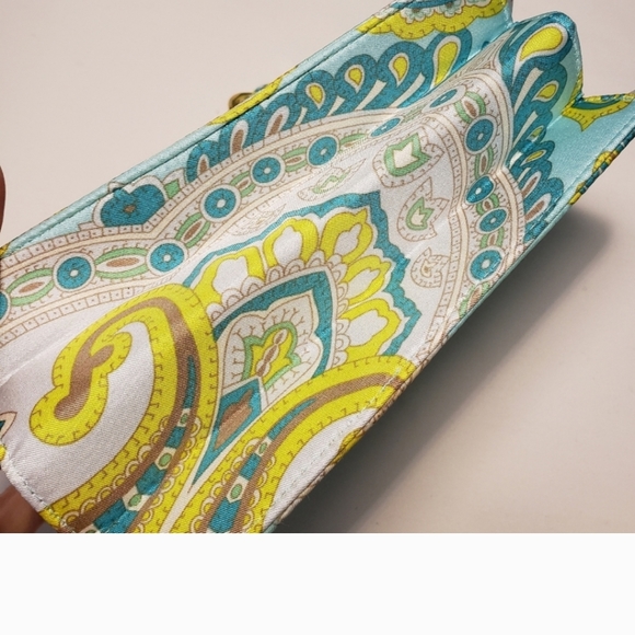 Banana Republic Silk Y2K Clutch - Evening Bag Paisley Print Gold Chain - Picture 8 of 12